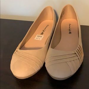 Cream suede ballet flats